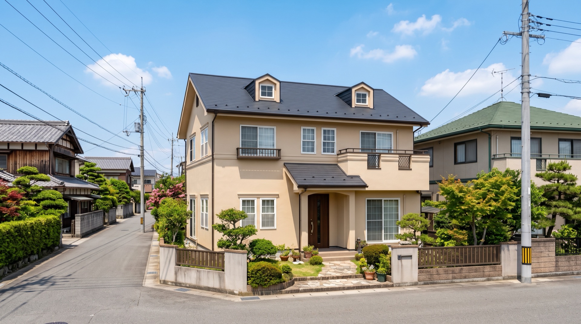 塗り替えを終えた家の外壁と屋根